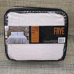 FRYE Linen Cotton Blend Gray QUEEN Sheet Set 4pc